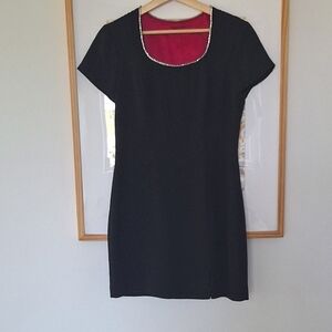CDC Petites 90s Diamond Silk Black Mini Dress